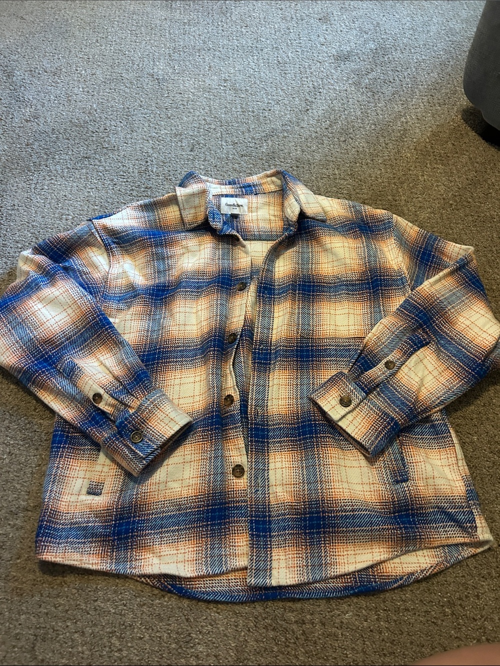 Goodfellow & Co Blue and Orange Plaid Button Shirt